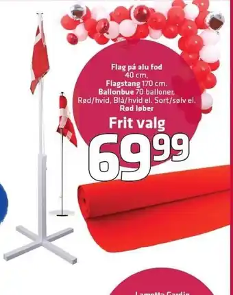Fleggaard Flag på alu fod, flagstang, ballonbue el. rød løber tilbud