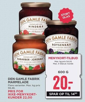 MENY Den gamle fabrik marmelade tilbud