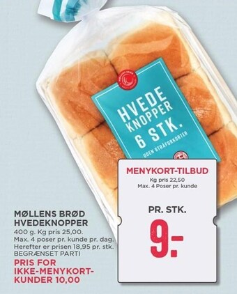 MENY Møllens Brød hvedeknopper tilbud
