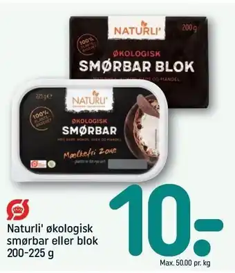 REMA 1000 Naturli' økologisk smørbar el. blok tilbud