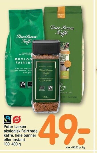 Peter Larsen økologisk fairtrade kaffe, hele bønner el. instant