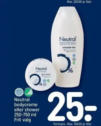 REMA 1000 Neutral bodycreme el. shower tilbud