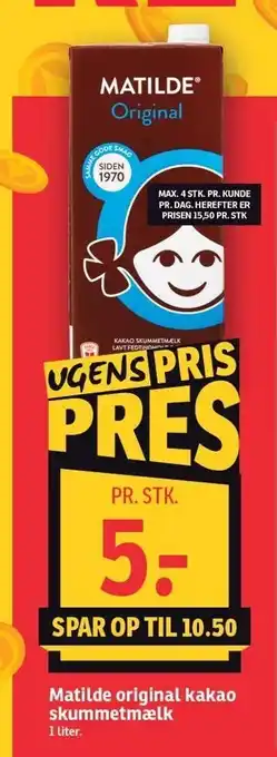 SPAR Matilde original kakaoskummetmælk tilbud