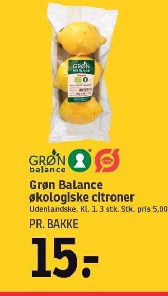SPAR Grøn Balance økologiske citroner tilbud