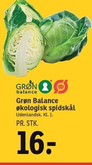 SPAR Grøn Balance økologisk spidskål tilbud