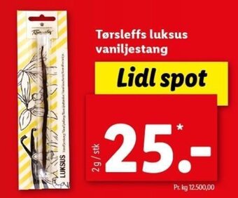 Lidl Tørsleffs Luksus Vaniljestang 2g tilbud