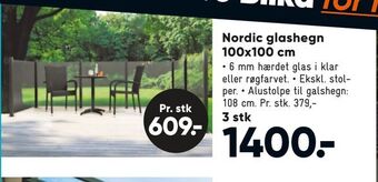 Bilka Nordic glashegn 100x100 cm tilbud