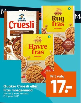 Quaker Cruesli eller Fras morgenmad