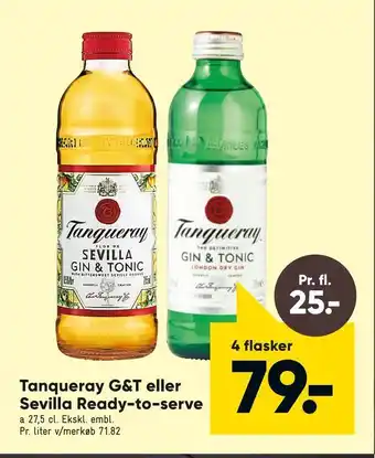 Bilka Tanqueray G&T eller Sevilla Ready-to-serve tilbud