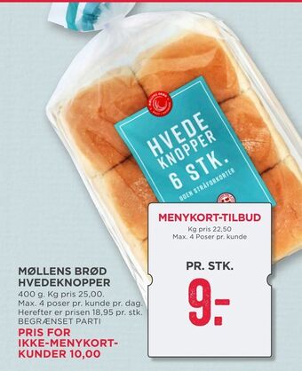 MENY Møllens brød hvedeknopper tilbud