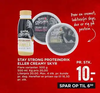 MENY Stay strong proteindrik eller creamy skyr tilbud