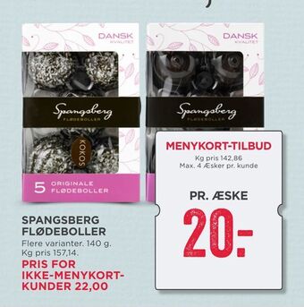MENY SPANGSBERG FLØDEBOLLER tilbud