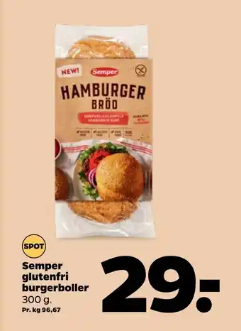 Netto Semper Glutenfri Burgerboller 300 g tilbud