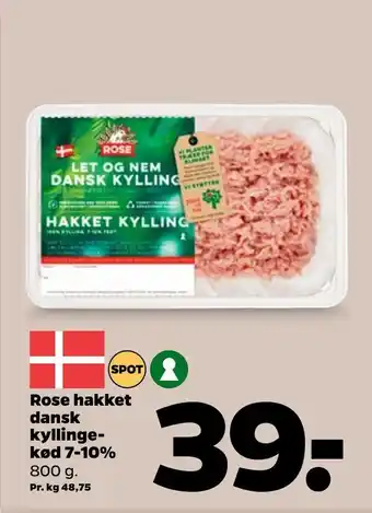 Netto Rose Hakket Dansk Kyllingekød 7-10% 800 g tilbud