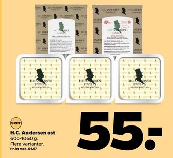 Netto H.C. Andersen ost 600-1060 g tilbud