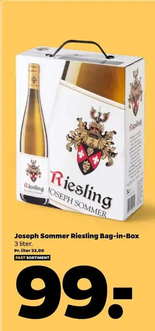 Netto Joseph Sommer Riesling Bag-in-Box 3 liter tilbud