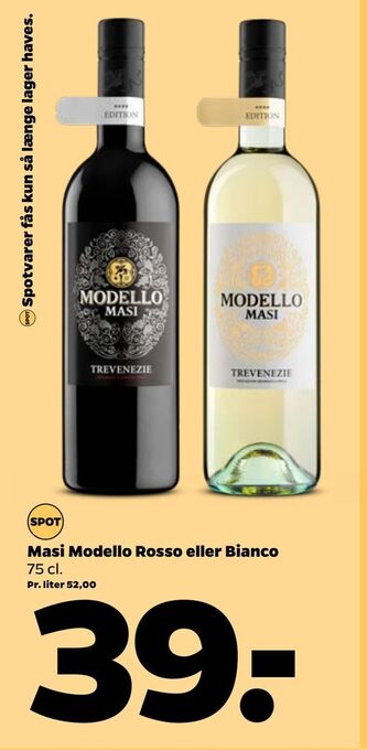 Netto Masi Modello Rosso Eller Bianco 75 Cl tilbud