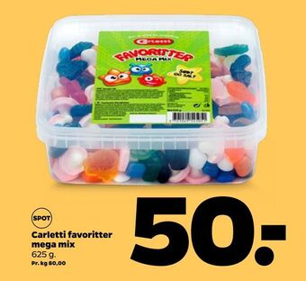 Netto Carletti favoritter Mega Mix 625 g tilbud