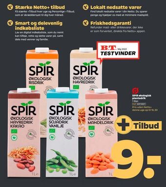 Netto Spir Økologisk Plantedrik 1 Liter tilbud
