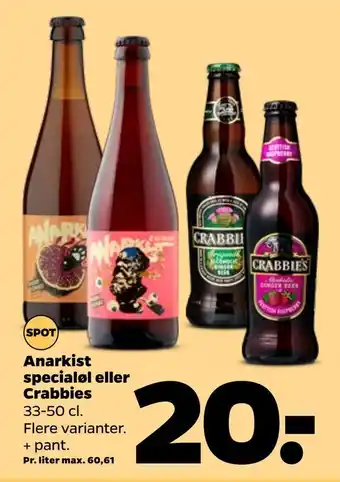 Netto Anarkist Specialøl eller Crabbies 33-50 cl tilbud