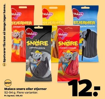 Netto Malaco Snøre Eller Stjerner 92-94 g tilbud