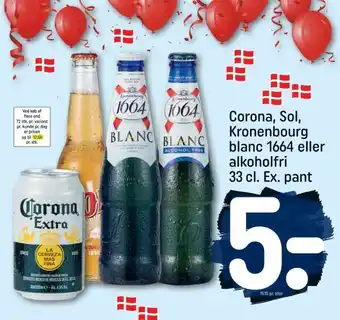 REMA 1000 Corona, Sol, Kronenbourg blanc 1664 eller alkoholfri 33 cl. Ex. pant tilbud