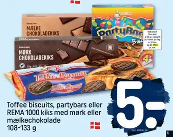 Toffee biscuits, partybars eller REMA 1000 kiks med mørk eller mælkechokolade