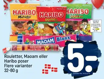 REMA 1000 Rouletter, Maoam eller Haribo poser tilbud