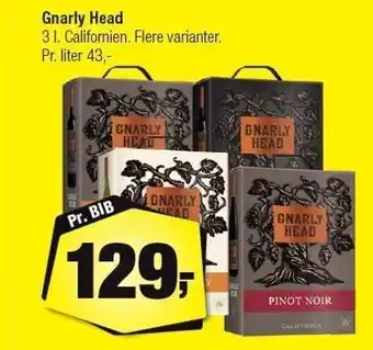 Gnarly Head 3 liter, flere varianter BIB