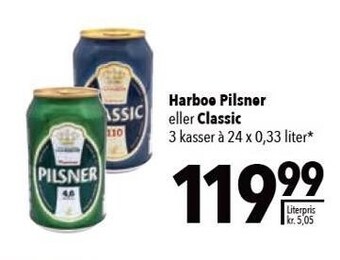 Citti Harboe Pilsner el. Classic - 3 ks. tilbud