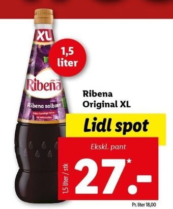 Lidl Ribena Original XL 1,5L tilbud