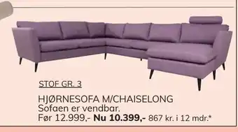 Daells Bolighus HJØRNESOFA M/CHAISELONG Sofaen er vendbar. Før 12999,00 tilbud