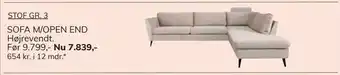 Daells Bolighus SOFA M/OPEN END Højrevendt. Før 9799,00 tilbud