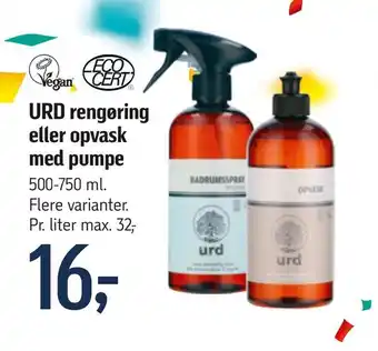 URD rengøring eller opvask med pumpe