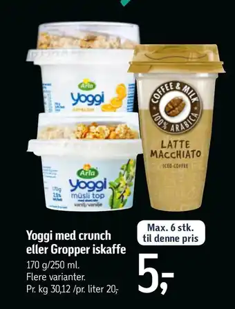 Føtex Yoggi med crunch eller Gropper iskaffe tilbud