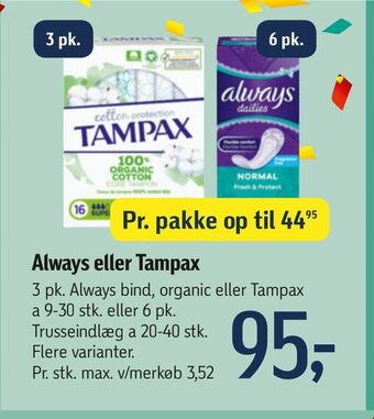 Føtex Always eller Tampax tilbud