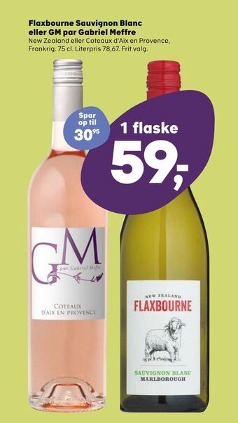 SuperBrugsen Flaxbourne Sauvignon Blanc eller GM par Gabriel Meffre tilbud