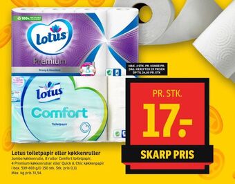 SPAR Lotus toiletpapir eller køkkenruller tilbud