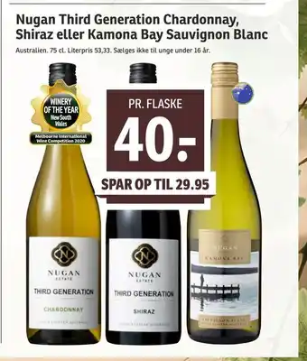 SPAR Nugan Third Generation Chardonnay, Shiraz eller Kamona Bay Sauvignon Blanc tilbud