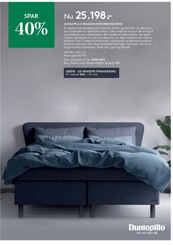 SengeSpecialisten Dunlopillo passion kontinentalseng tilbud