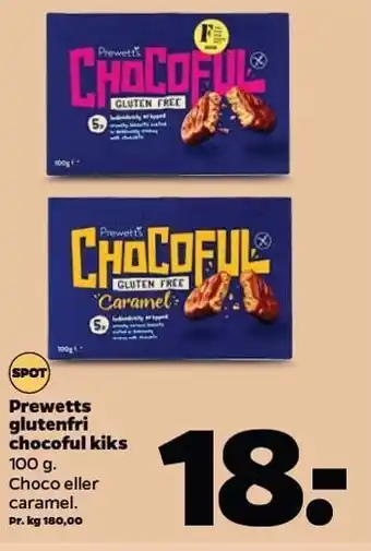 Netto Prewetts glutenfri chocoful kiks tilbud