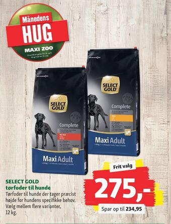 Maxi Zoo Select gold hundefoder tilbud