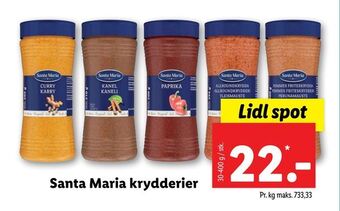 Lidl Santa Maria krydderier tilbud