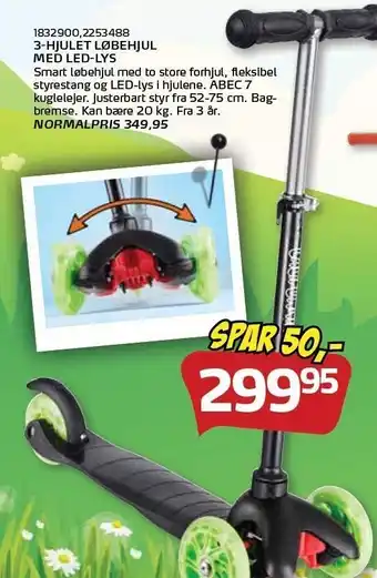 Legekæden 3-hjulet løbehjul m. LED-lys tilbud