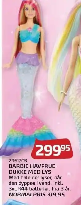 Barbie havfruedukke m. lys