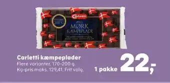 Kvickly Carletti chokoladeplade mørk kæmpeplade tilbud