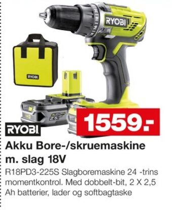 Bauhaus Ryobi bore- og skruemaskine tilbud
