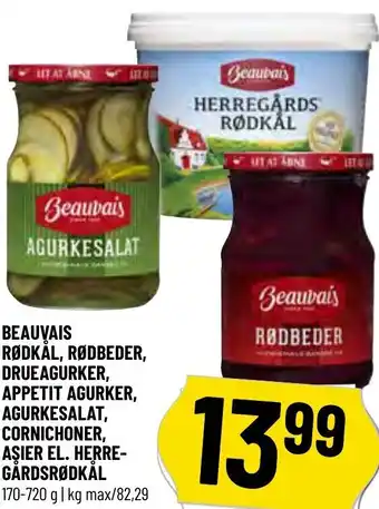 Løvbjerg Beauvais Rødkål, Rødbeder, Drueagurker, Appetit Agurker, Agurkesalat, Cornichoner, Asier El. Herre-Gårdsrødkål 170-720 g tilbud