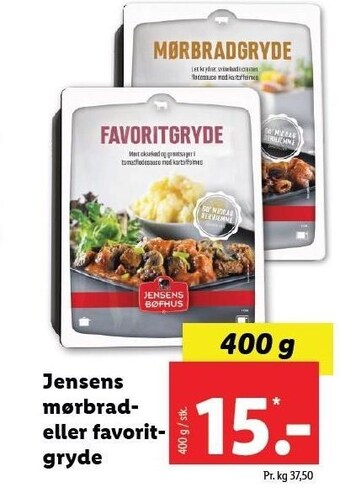 Lidl Jensens mørbrad- el. favoritgryde tilbud