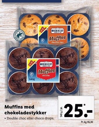 Lidl Muffins med chokoladestykker tilbud